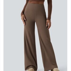 New Halara Daystretch Tummy Control Wide Leg Pants M Brown High Rise Pull On